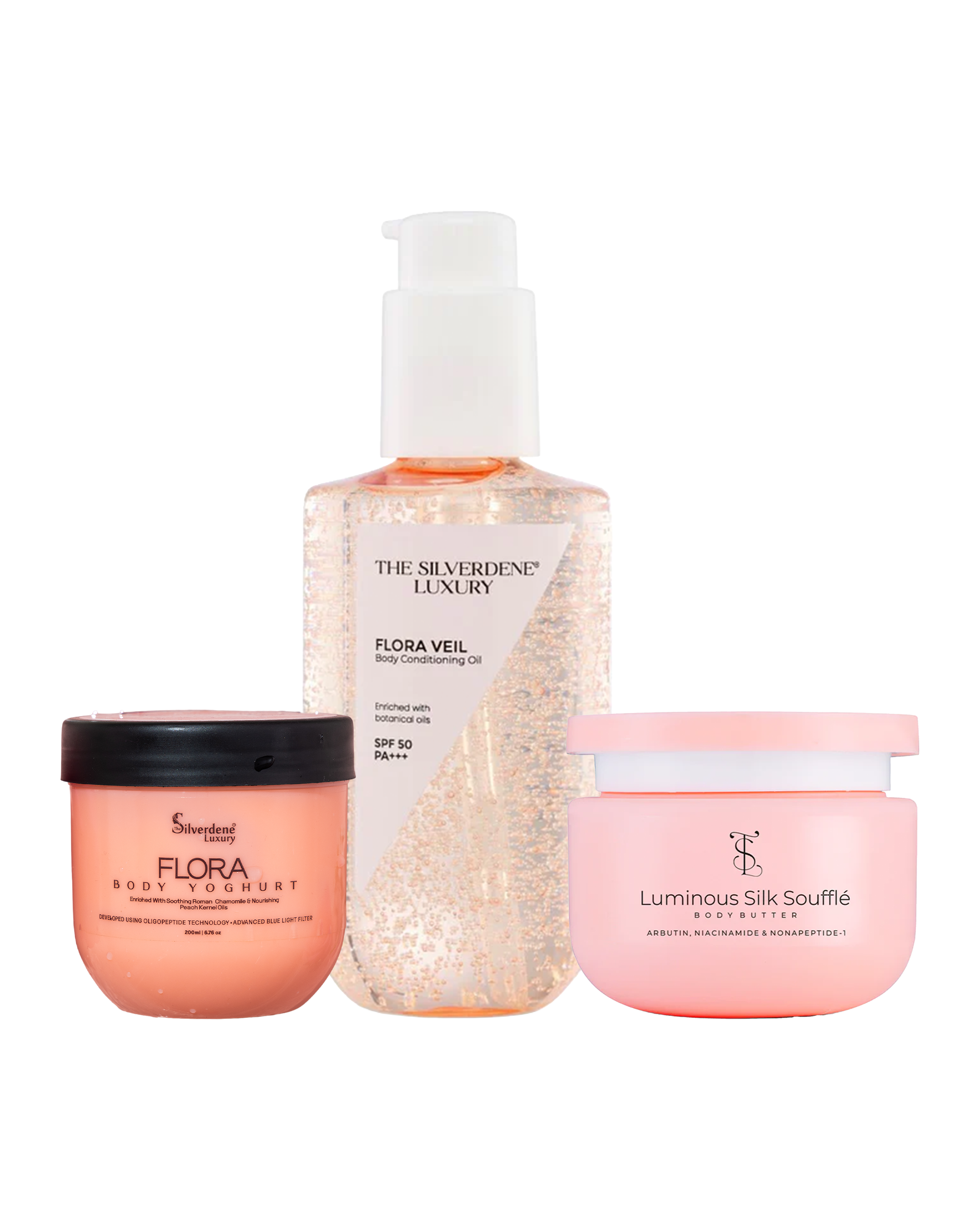 Flora Body Yoghurt + Flora body oil + Flora Luminous Silk Soufflé