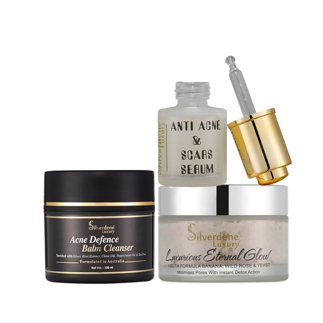 Combo of Acne Balm, Luxurious Eternal Glow, Anti Acne & Scars Serum