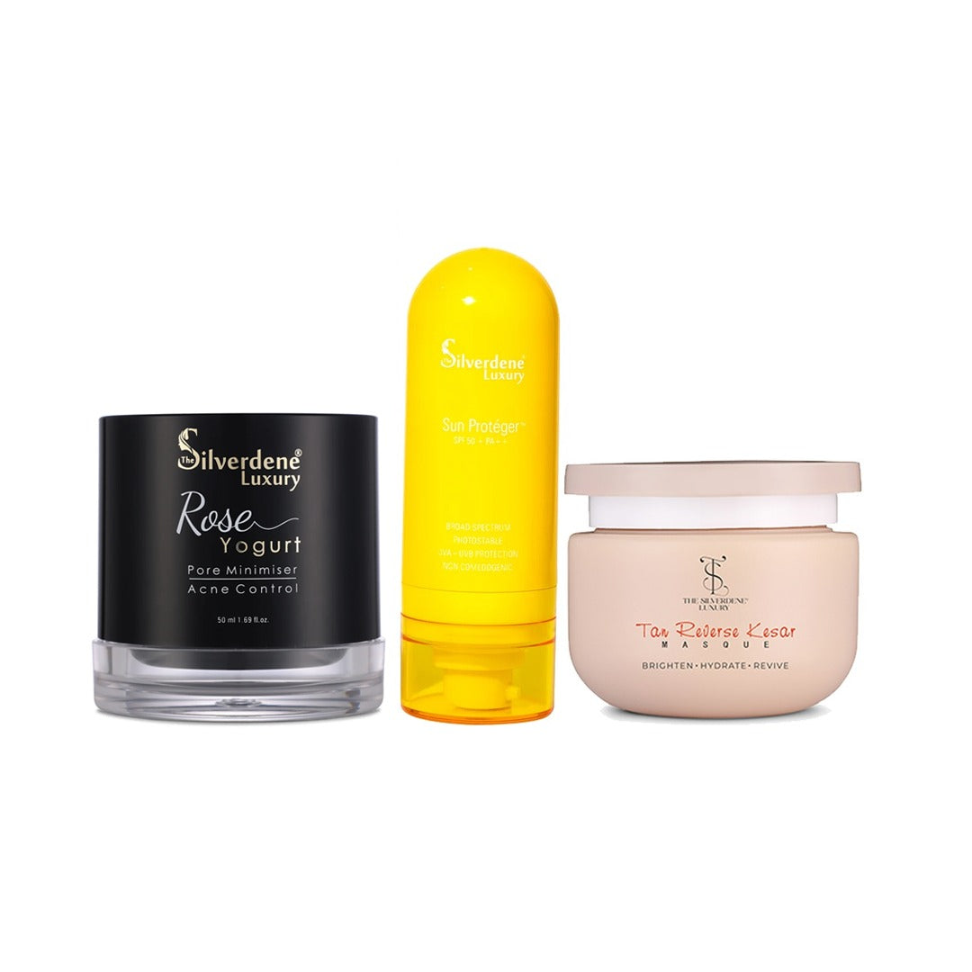Rose Yogurt + Tan Reversal Kesar Masque + Sun Proteger