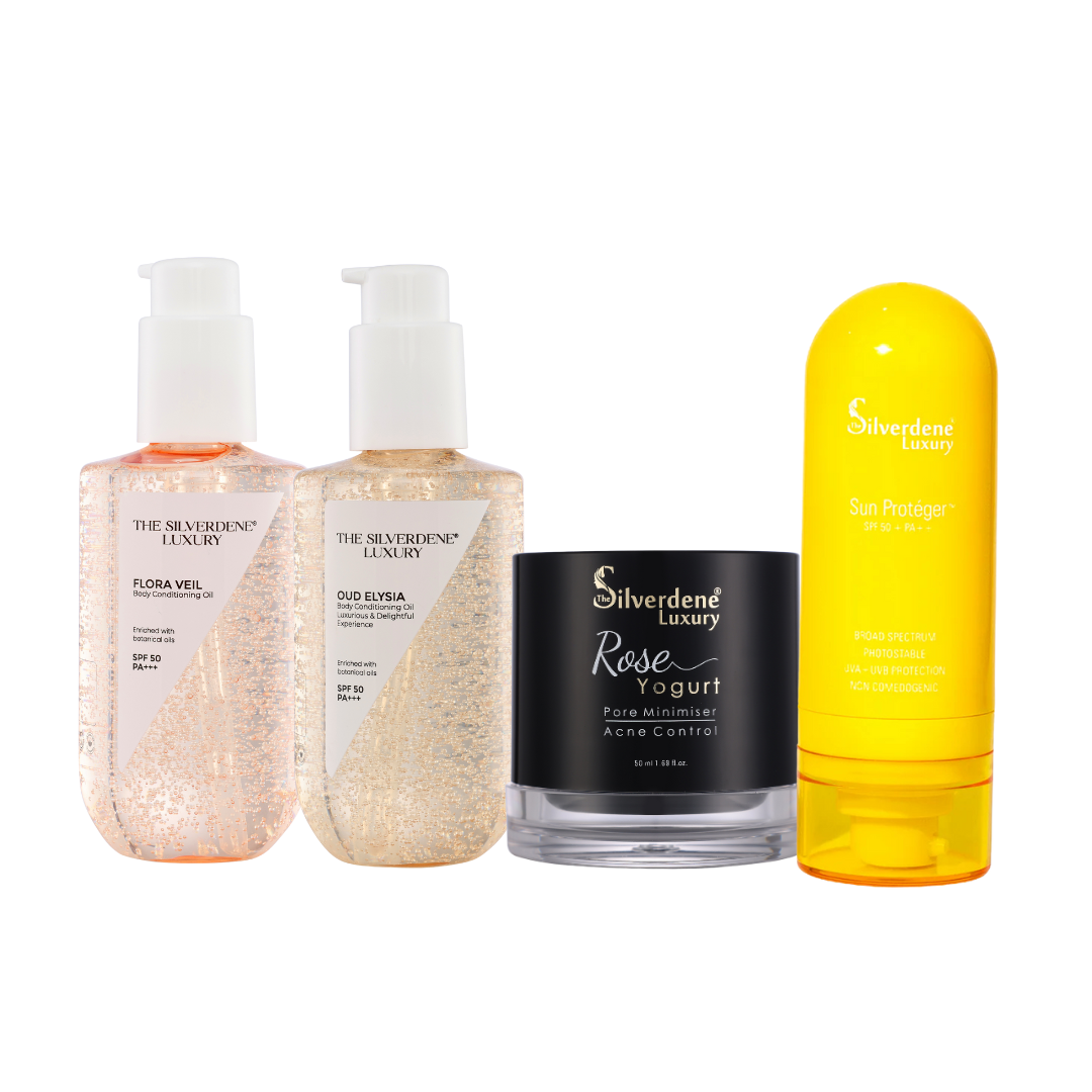 Flora Veil &amp; Oud Elysia Body Oil + Rose Yogurt + Sun Proteger Combo