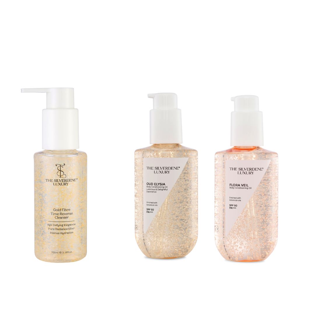 Gold Fibre Time Reverse Cleanser Facewash + Flora body oil + Oud body oil